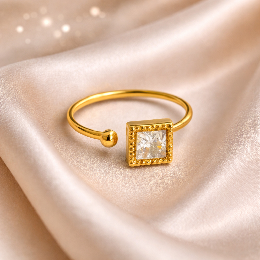 The Square Solitaire Open Ring