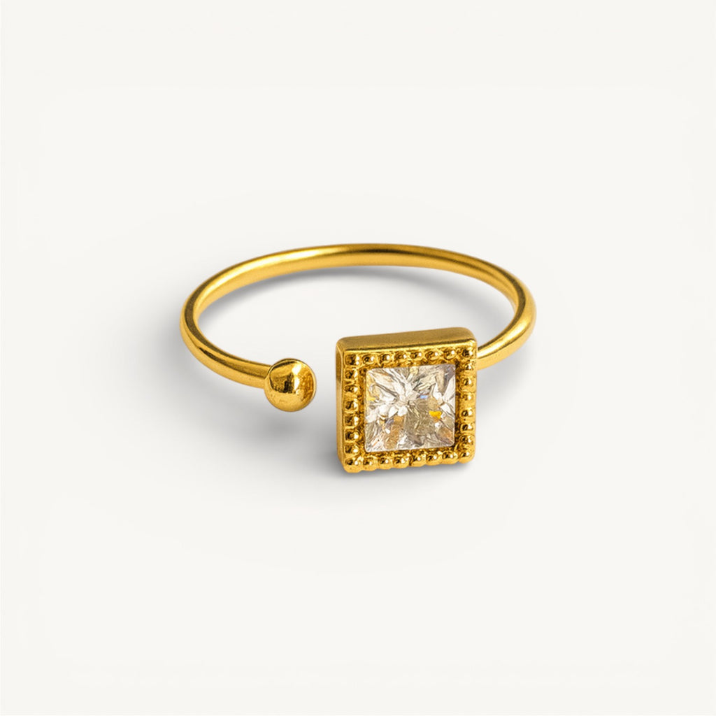 The Square Solitaire Open Ring