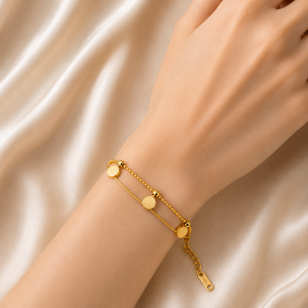 Dainty Gold Plated Layered Bracelet