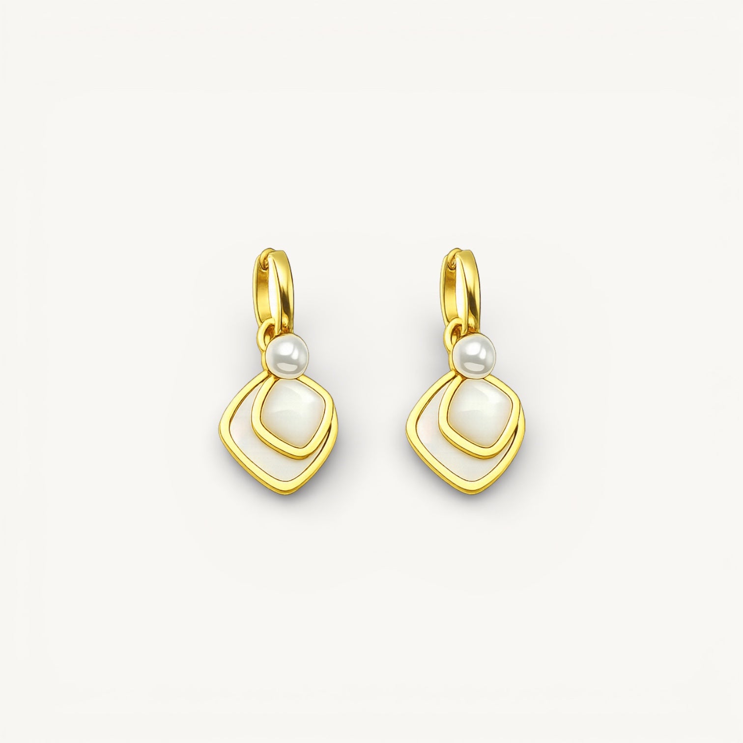 Pearl Square Drop Earrings