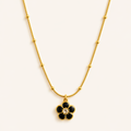 Black Enamel Daisy Necklace