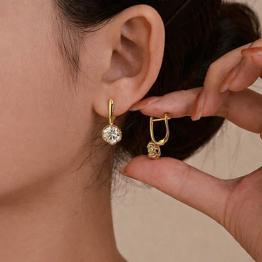 Round Shaped AD Studded Hoop Earrings