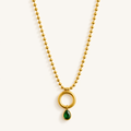 Emerald Green Teardrop Halo Necklace