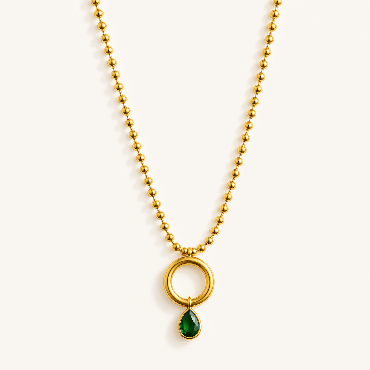 Emerald Green Teardrop Halo Necklace