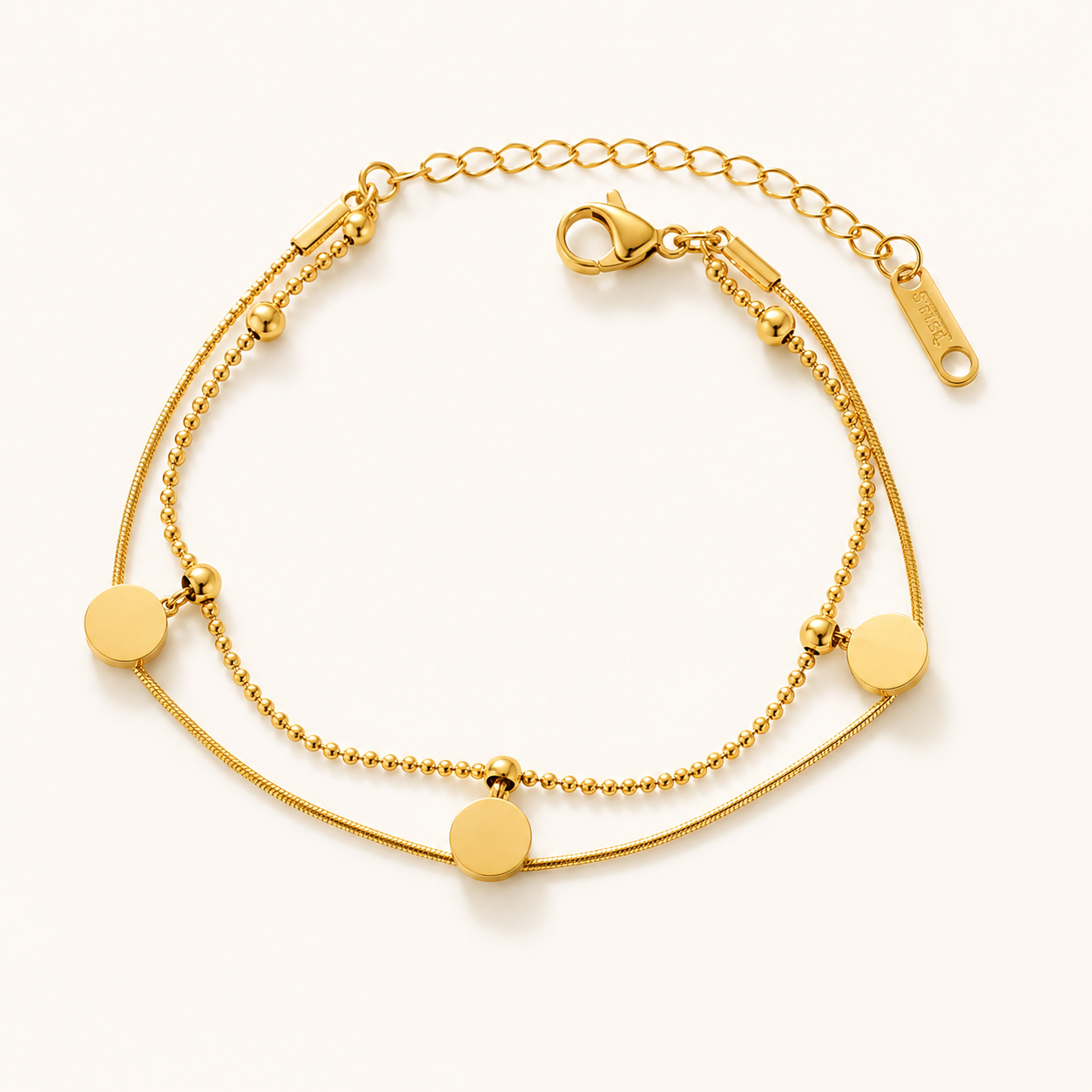 Dainty Gold Plated Layered Bracelet