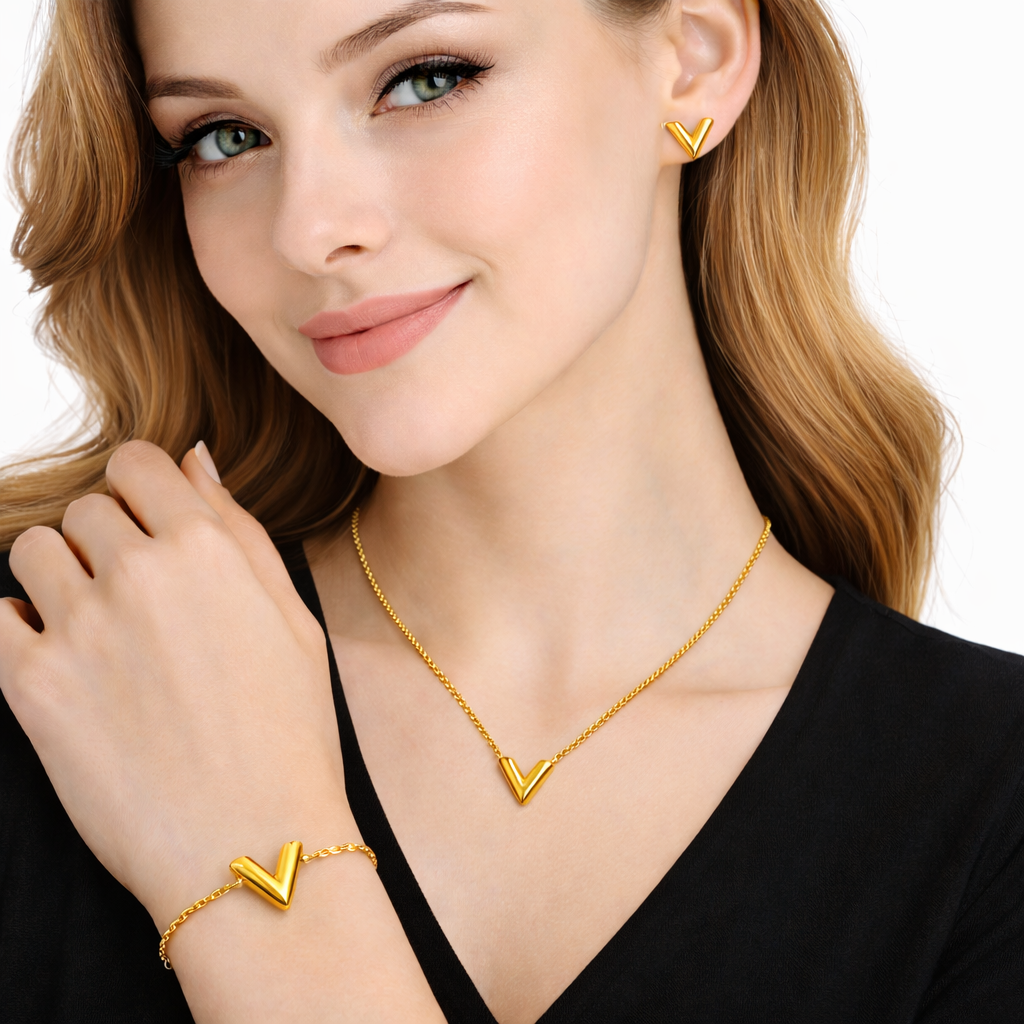 V-Shaped Necklace with Bracelet