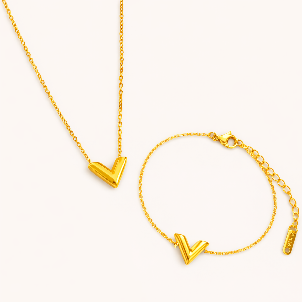 V-Shaped Necklace with Bracelet