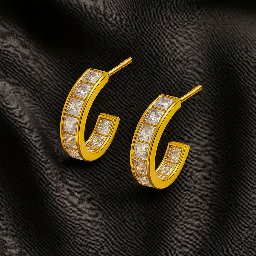 Princess Cut Cubic Zirconia Huggies