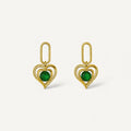 Emerald Green Heart Drops Earrings