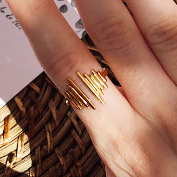 Adjustable Sound Wave Band Ring