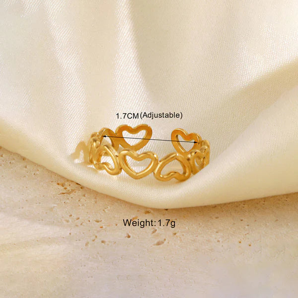 Adjustable Heart Themed Ring