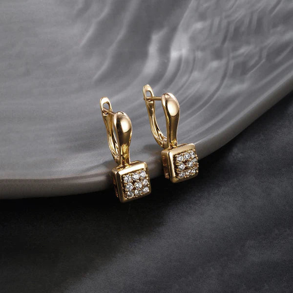 Square Shaped AD Studded Hoop Earrings