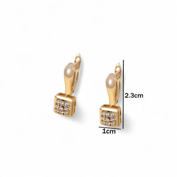 Square Shaped AD Studded Hoop Earrings