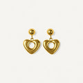 Gold Puffy Open-Heart Earrings