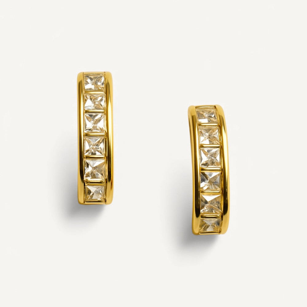 Princess Cut Cubic Zirconia Huggies