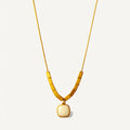 Geometric Gold & White Pendant Necklace