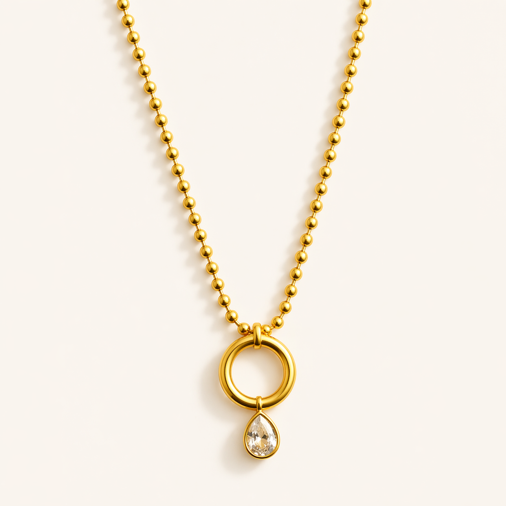 Emerald Teardrop Halo Necklace