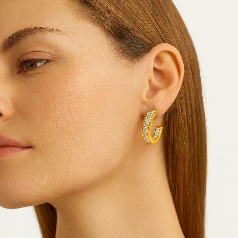 Princess Cut Cubic Zirconia Huggies